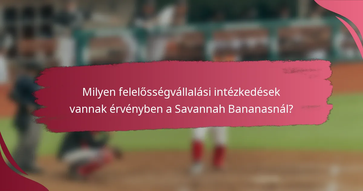 Milyen felelősségvállalási intézkedések vannak érvényben a Savannah Bananasnál?